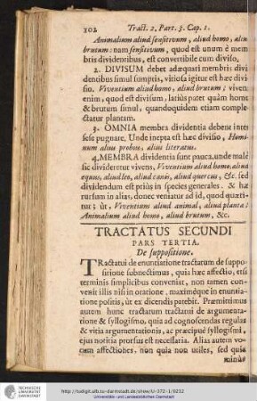 TRACTATUS SECUNDI. PARS TERTIA. De suppositione.