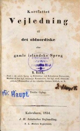 Kortfattet Vejledning til det' oldnordiske eller gamle islandske Sprog