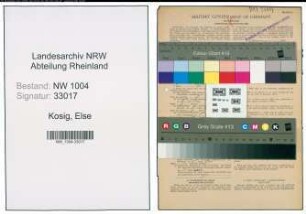 Entnazifizierung Else Kosig , geb. 01.05.1900 ()