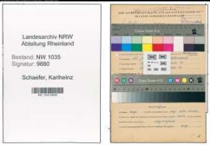 Entnazifizierung Karlheinz Schaefer , geb. 27.06.1921 (Bergmann)
