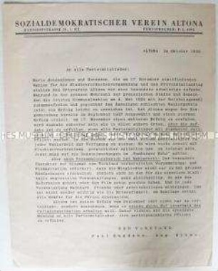 Offener Brief des Sozialdemokratischen Vereins Altona zu den Kommunalwahlen 1929