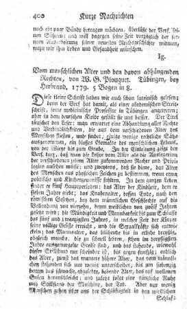 Vom menschlichen Alter, und den davon abhängenden Rechten.