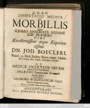 Dissertatio Medica De Morbillis