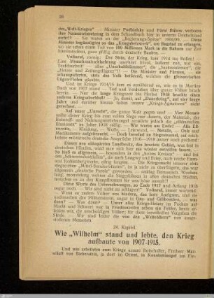 24. Wie "Wilhelm" stand und lebte, den Krieg aufbaute von 1907-1915