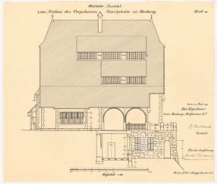 Corpshaus Guestphalia, Marburg: Aufriss Westseite 1:50