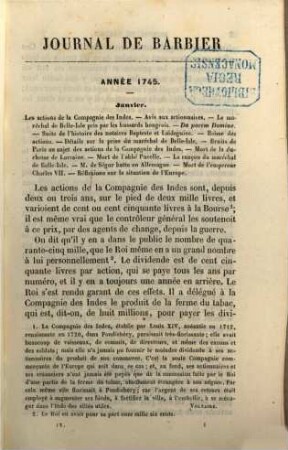 Chronique de la régence et du règne de Louis XV (1718-1765) ou journal de Barbier. 4, Quatrième série 1745 - 1750