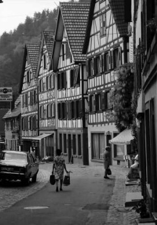 Schiltach: Marktplatz, Reihe von Fachwerkhäusern