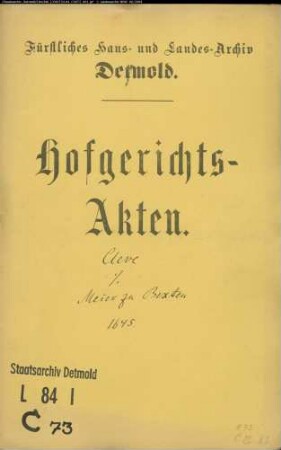 Cleve, Gert gegen Meier Johann zu Bexten - Schuldforderung