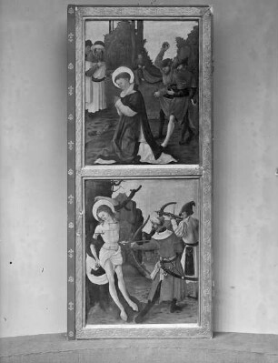 Altarflügel, Rückseite: Marter des hl. Stephanus und Sebastian