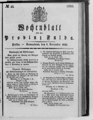 No. 45, Ausgabe vom 9. November 1839