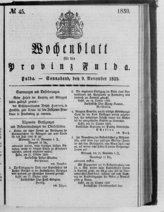 No. 45, Ausgabe vom 9. November 1839