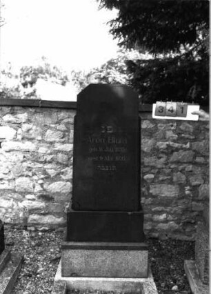 Grabstein 341 (Index: 99797179) Material: Granit Zustand: gut Maße HxBxT: 165x61x27 cm Beschreibung: Stele, getreppter Sockel, abgeflachter giebelartiger Abschluß: Grabstein 341