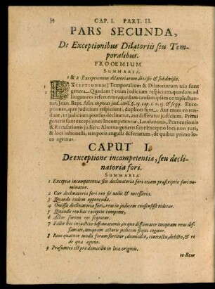 Pars Secunda, De Exceptionibus Dilatoriis seu Temporalibus.