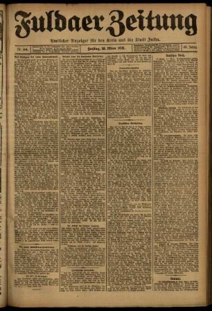 Erste Ausgabe vom Freitag, den 18. März 1921.