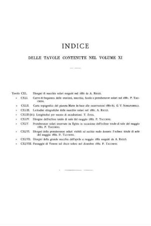 INDICE DELLE TAVOLE CONTENUTE NEL VOLUME XI