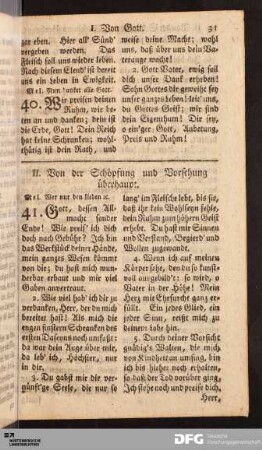 II. Von der Schöpfung und Vorsehung überhaupt.
