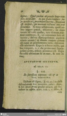 Auctarium Secundum ad Sect. II.
