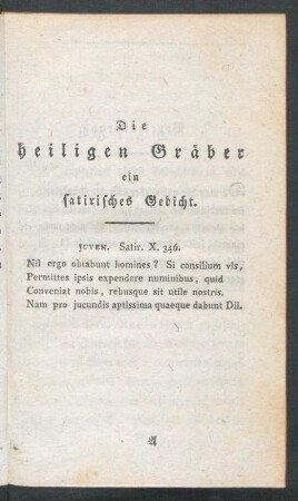 Die heiligen Gräber ein satirisches Gedicht