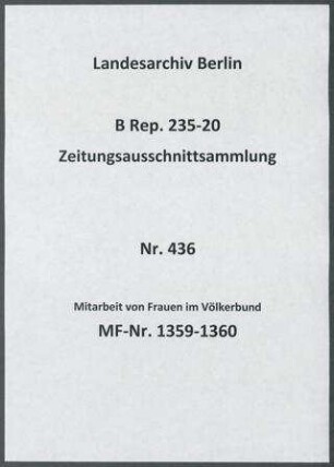 Mitarbeit von Frauen im Völkerbund