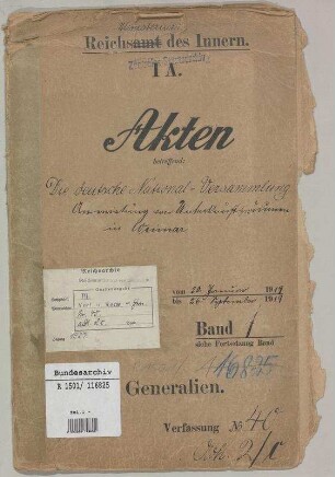 Deutsche Nationalversammlung in Weimar: Bd. 1
