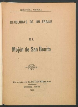 Diabluras de un fraile : el mojón de San Benito