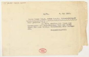Brief an Bruno Weigl : 07.05.1928