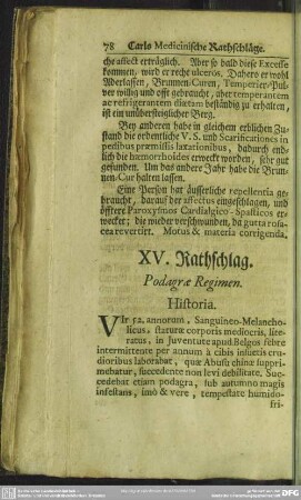 XV. Rathschlag. Podagrae Regimen
