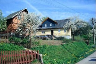 Bauernhaus am steilen Hang, Obstbäume