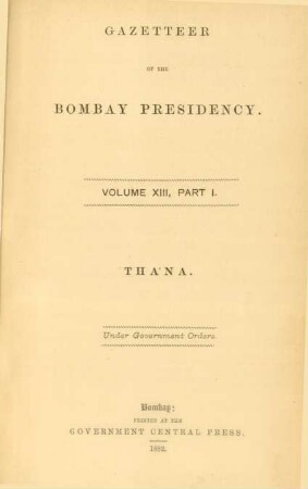 Vol. 13, Pt. 1: Thana