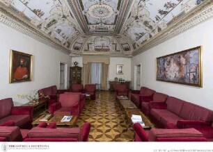 Palazzo Falconieri, Salon mit Groteskenschmuck und narrativen Darstellungen im Deckenschmuck