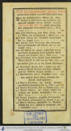 Nach der gnadenreichen Geburt unsers Heilandes in diesem 1790sten Jahr zählt man...