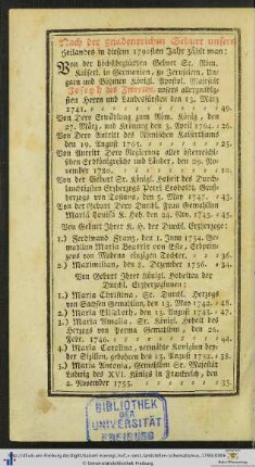 Nach der gnadenreichen Geburt unsers Heilandes in diesem 1790sten Jahr zählt man...
