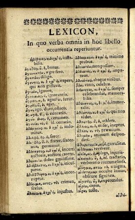 Lexicon, In quo verba omnia in hoc libello occurrentia reperiuntur.