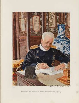 Feldmarschall Graf Waldersee am Arbeitstisch im Winterpalast zu Peking