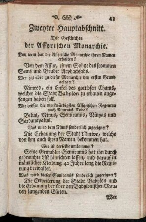Zweyter Hauptabschnitt. Die Geschichte der Assyrischen Monarchie.