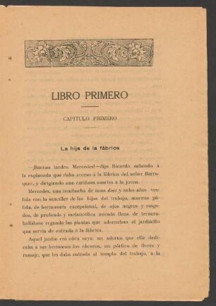 Libro primero - Capítulo primero : La hija de la fábrica