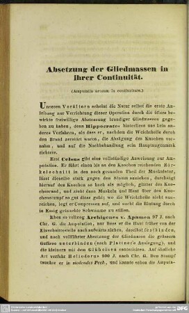 Absetzung der Gliedmassen in ihrer Continuität