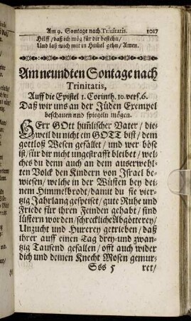 Am neundten Sontage nach Trinitatis.