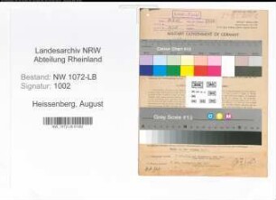 Entnazifizierung August Heissenberg , geb. 19.09.1891 (Postbeamter)