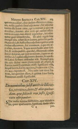 Cap. XIV. De nominibus substanivis discursus, terminus, ditio, & aliis quibusdam, quae subinde non iusto significatu usurpatuntur.