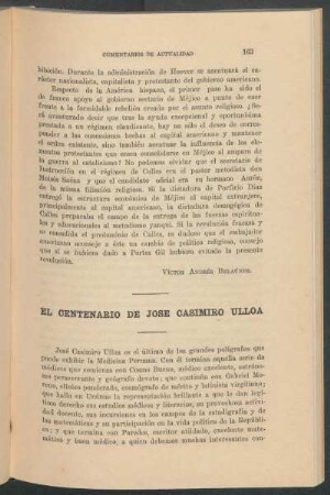 El centenario de José Casimiro Ulloa