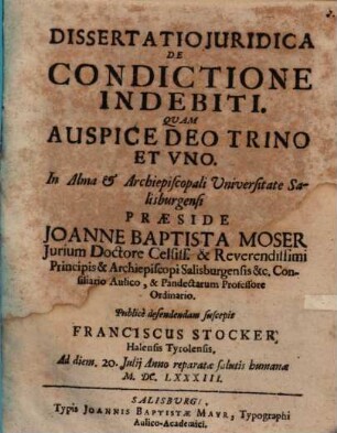 Dissertatio Juridica De Condictione Indebiti
