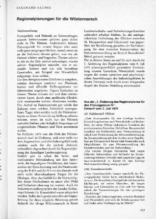 Regionalplanungen für die Wilstermarsch