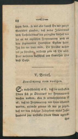 V. Brief. Fortsetzung vom vorigen