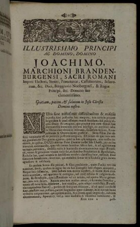 Illustrissimo Principi Ac Domino, Domino Joachimo, Marchioni Brandenburgensi [...]