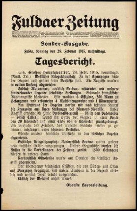 Ausgabe vom Sonntag, den 28. Februar 1915.