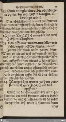 23. Wie offt aber, und warum sollen wir solche opffer Gott darbringen?