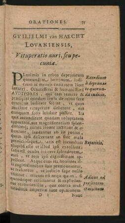 Guilielmi van Haecht Lovaniensis, Vituperatio auri, seu pecuniae.