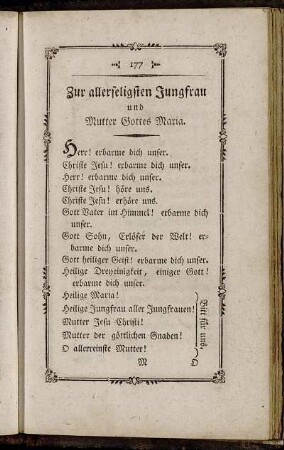Zur allerseligsten Jungfrau und Mutter Gottes Maria