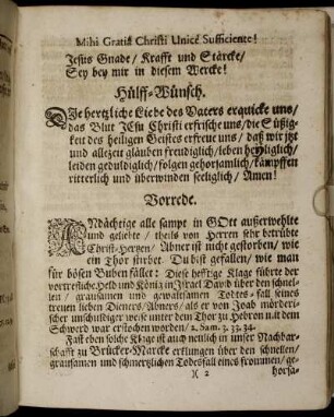 Hülff-Wünsch.; Vorrede.; Eingang.; Abhandelung.